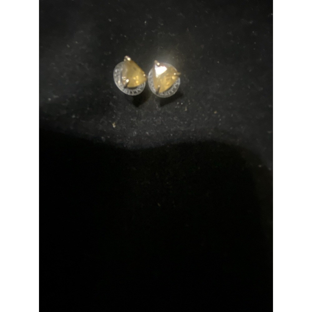 Kendra Scott Silver Tone Brown Stone Triangular Shape With Posts